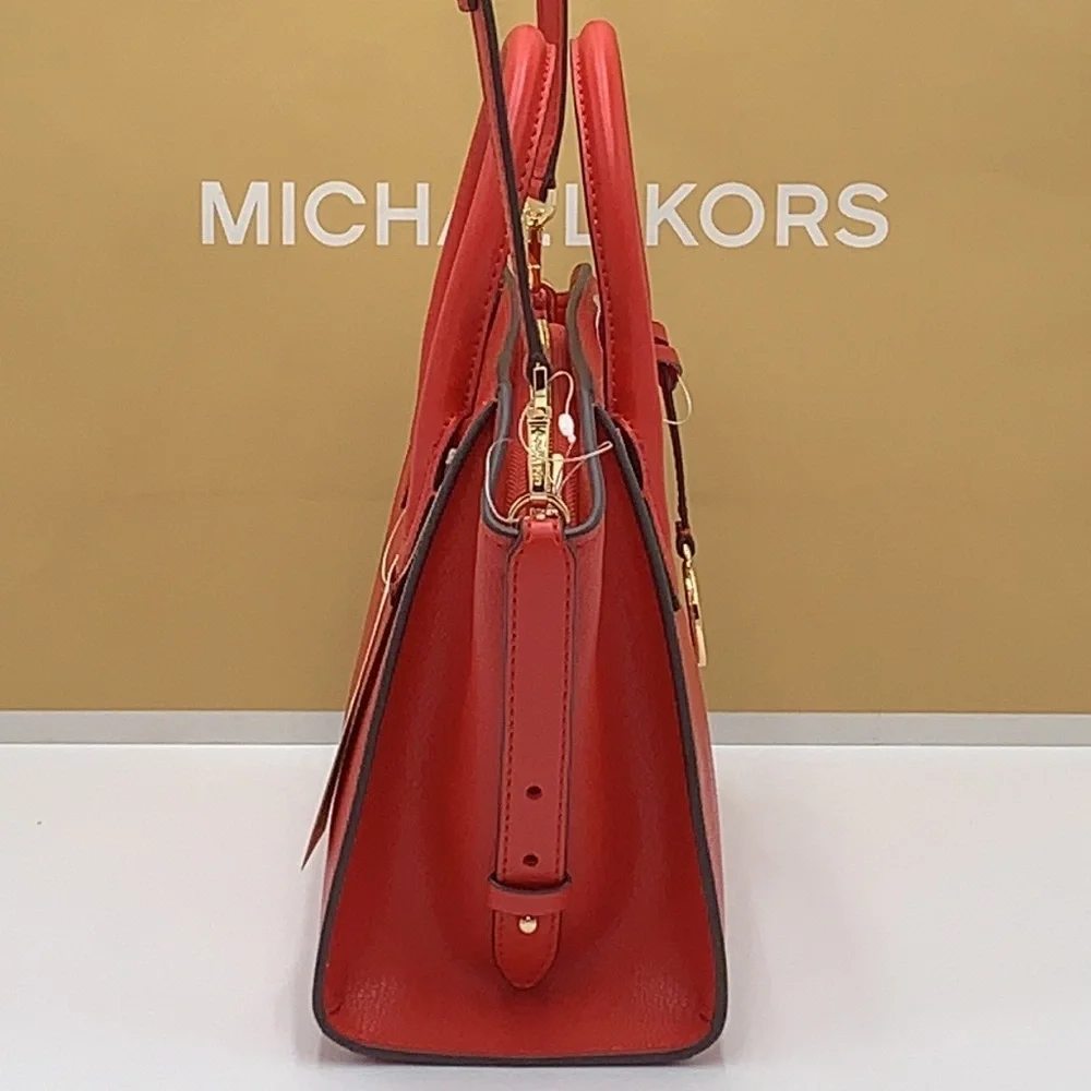 Michael Kors Avril Small Leather Top-Zip Satchel Flame color - Picture 4 of 16